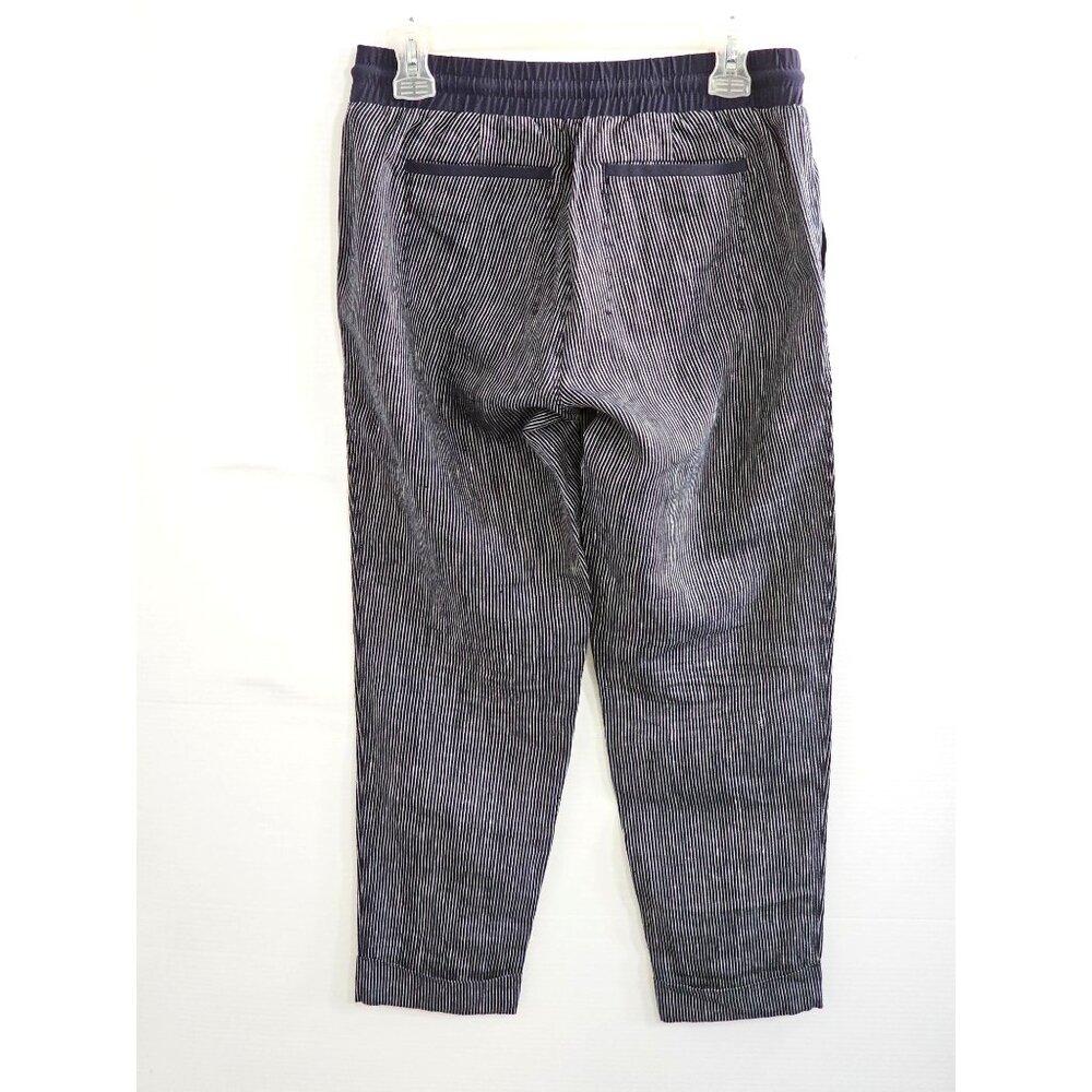 Athleta Women's Bali Navy Blue Linen Striped Bali Crop Pants Size 4 1678 - Picture 13 of 14